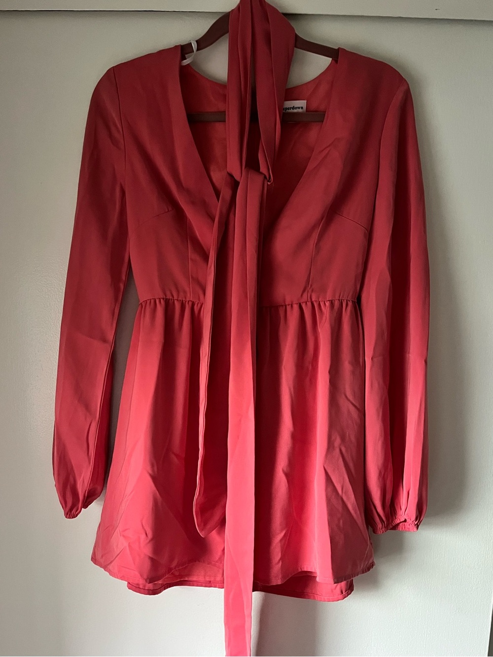 Superdown Pink Mini Dress with Tie Belt